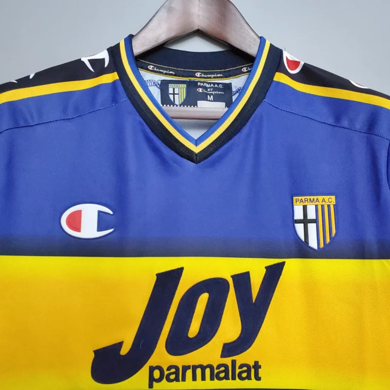 maglia Parma 2001/02 home Champion dettaglio colletto