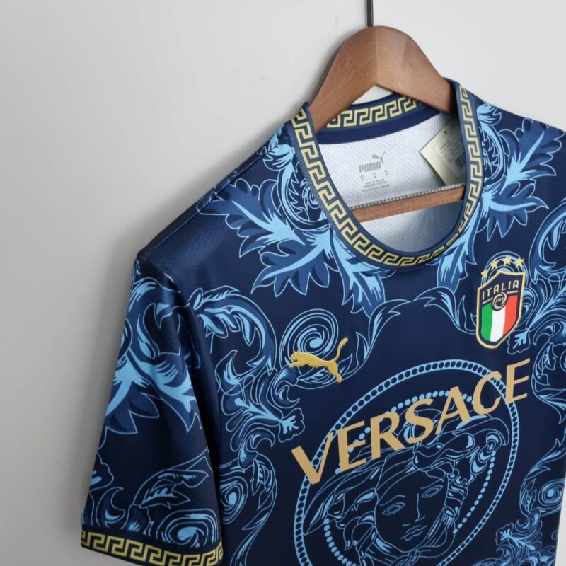 Maglia Italia Versace Blu vista laterale