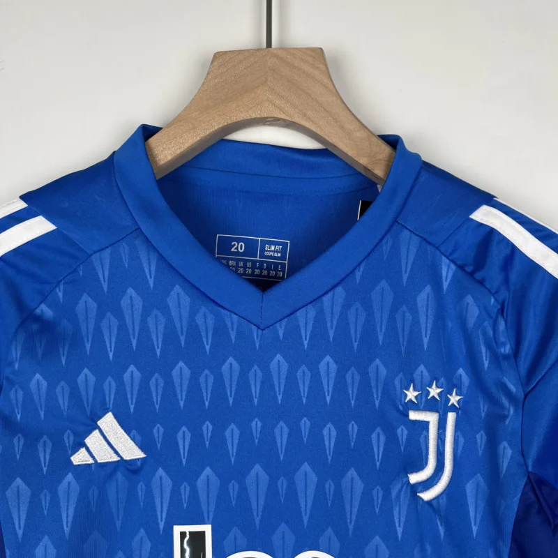 Completino Juventus Bambino portiere blu 2023/24 dettaglio colletto