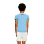 Completino Lazio bambino 2024/25 home Mizuno indossato da ragazzino di mspalle