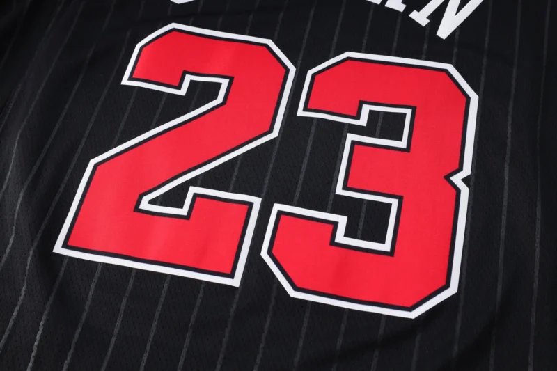maglia Michael Jordan Chicago Bulls Nera Replica NBA dettaglio numero 23