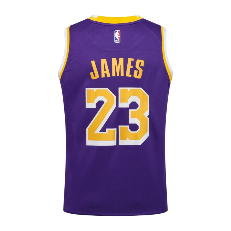 Maglia LeBron James Los Angeles Lakers Viola replica NBA dettaglio posteriore
