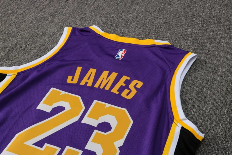 Maglia Los Angeles Lakers LeBron James NBA viola dettaglio posteriore