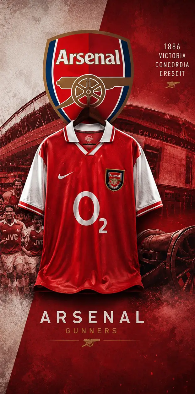 Poster maglia retro Arsenal stile vintage dedicato alla Finale Champions League 2026