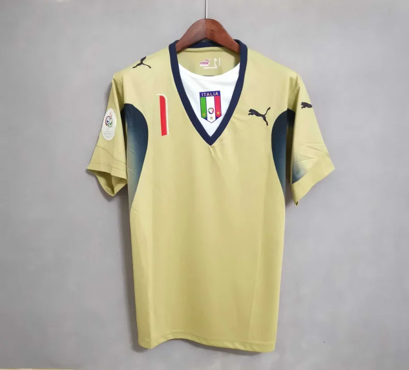 maglia Buffon 2006 Italia Portiere mondiali oro dettaglio frontale con numero 1