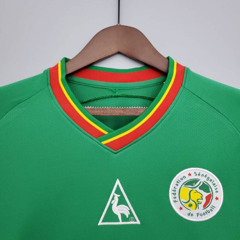maglia Senegal 2002 away verde dettaglio colletto frontale