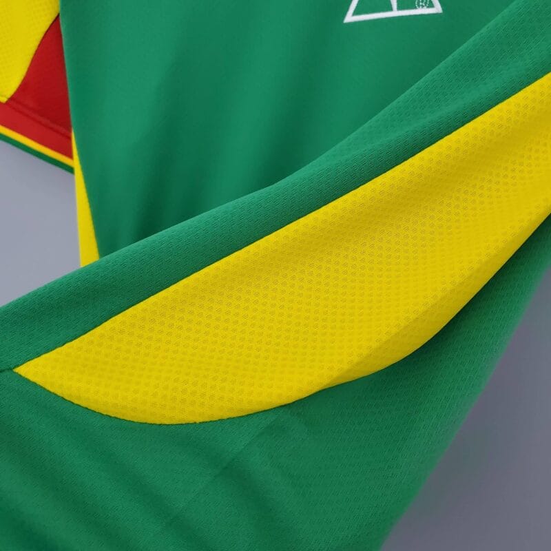 maglia Senegal 2002 Away verde dettaglio inserti gialli