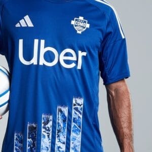 maglia Como 2024 25 home Adidas dettaglio sponsor Uber