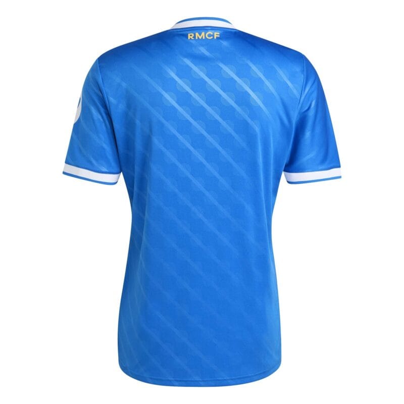dettaglio posteriore della terza maglia Real Madrid 2025/26 azzurra